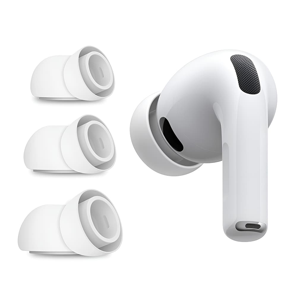 Techsuit – (balení 3 ks) náhradní špunty AirVibe (ET2) – pro Apple AirPods Pro 3, prémiový silikon XS, S, L velikosti – bílé - náhled 1