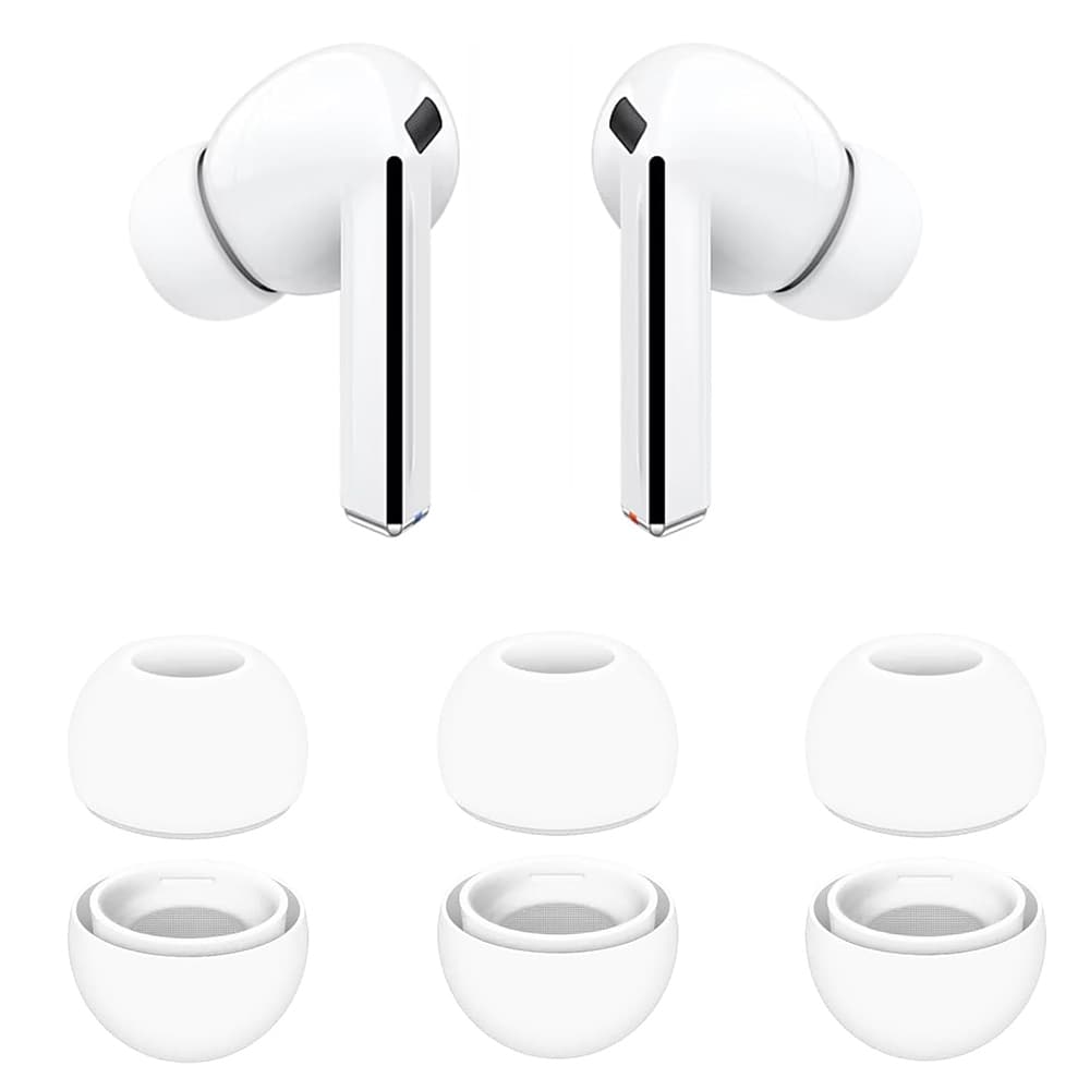Techsuit - (balení 3 ks) náhradní špunty AirVibe (ET3) - pro Samsung Galaxy Buds 3 Pro, prémiový silikon velikosti S, M, L - bílé - náhled 1
