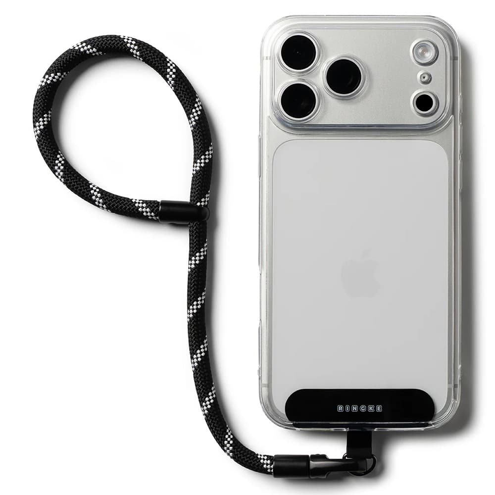 Ringke – univerzální držák s popruhem na ruku Link Flow P-Type – popruh přes tělo pro pouzdra na telefony, nastavitelný – Shade Black - náhled 1