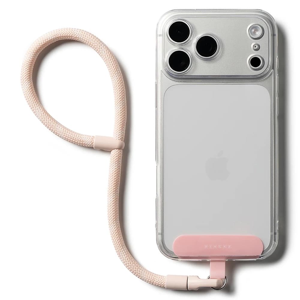 Ringke - univerzální držák s popruhem na ruku Link Flow P-Type - šňůrka na krk pro pouzdra na telefony, nastavitelná - Candy Pink - náhled 1