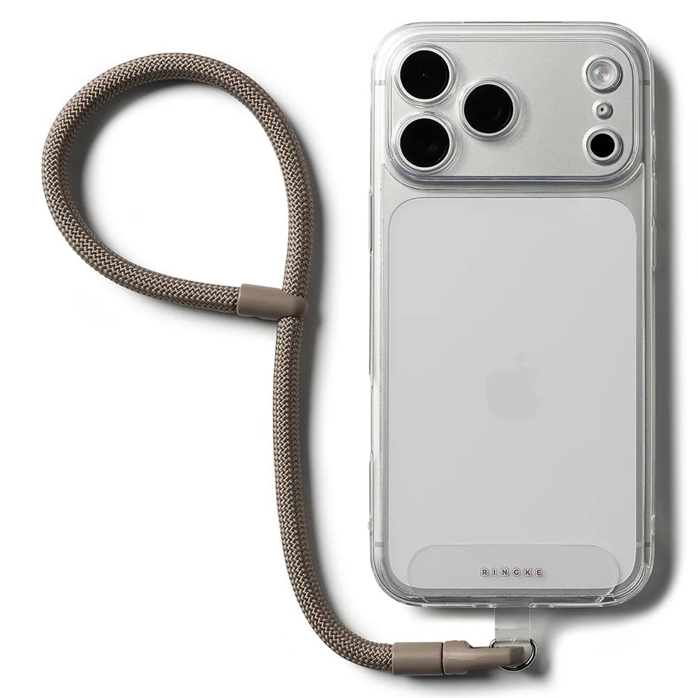 Ringke - univerzální držák, řemínek na ruku Link Flow P-Type - popruh přes rameno pro pouzdra na telefony, nastavitelný - Mocha Mousse - náhled 1