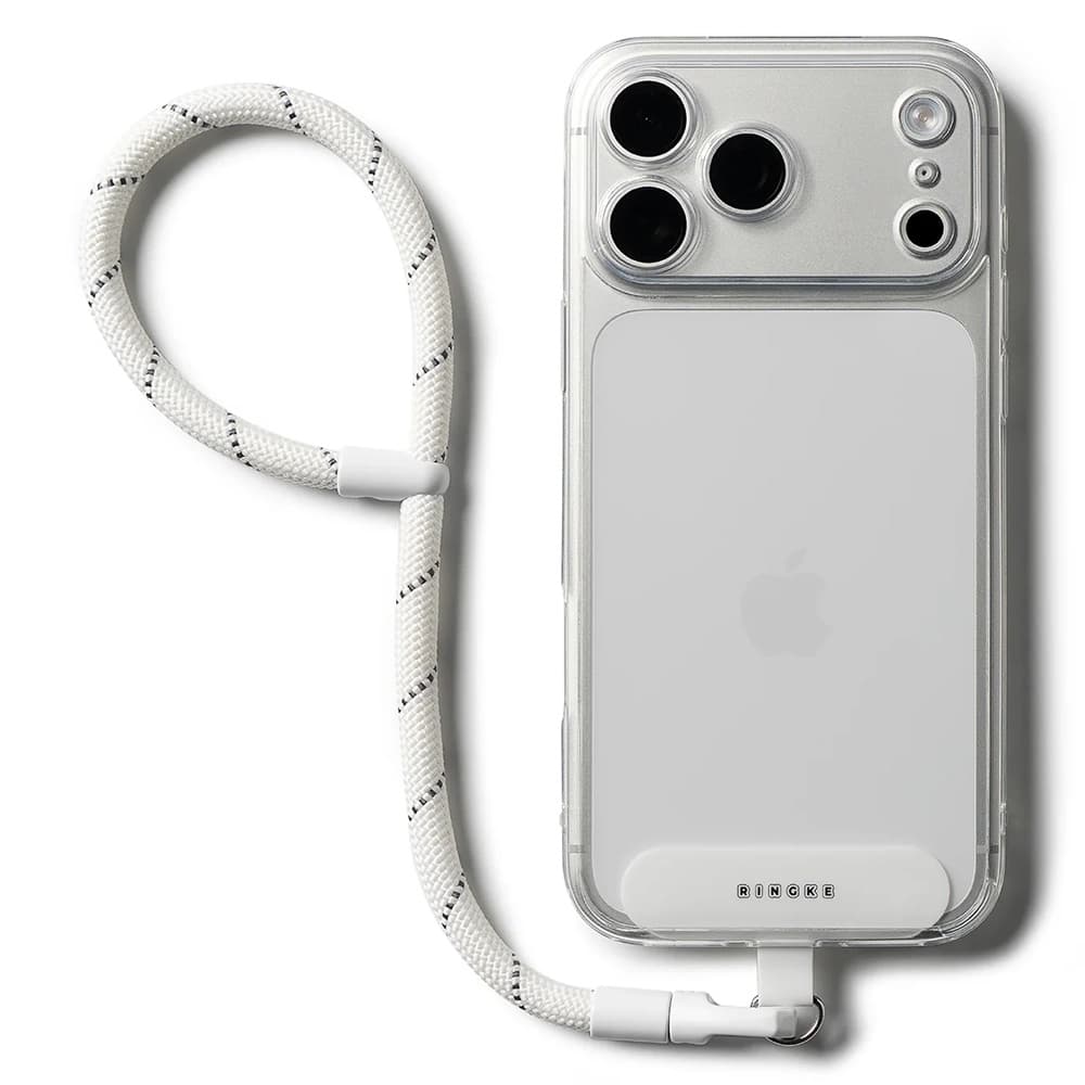 Ringke - univerzální držák s popruhem na ruku Link Flow P-Type - popruh přes rameno pro pouzdra na telefony, nastavitelný - Cloud White - náhled 1