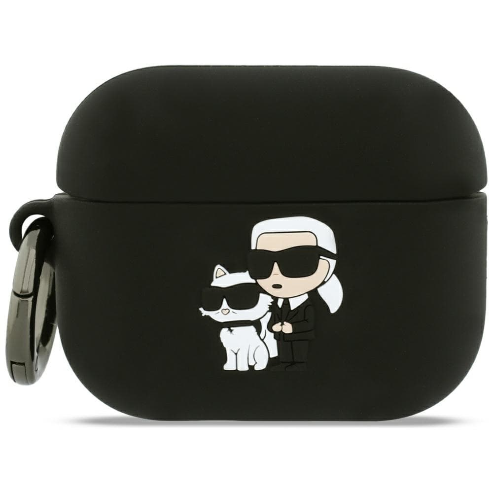 Karl Lagerfeld – silikonová hlava Karl &amp; Choupette 3D (KLAP3RUNKC) – Apple AirPods Pro 3 – černá - náhled 1