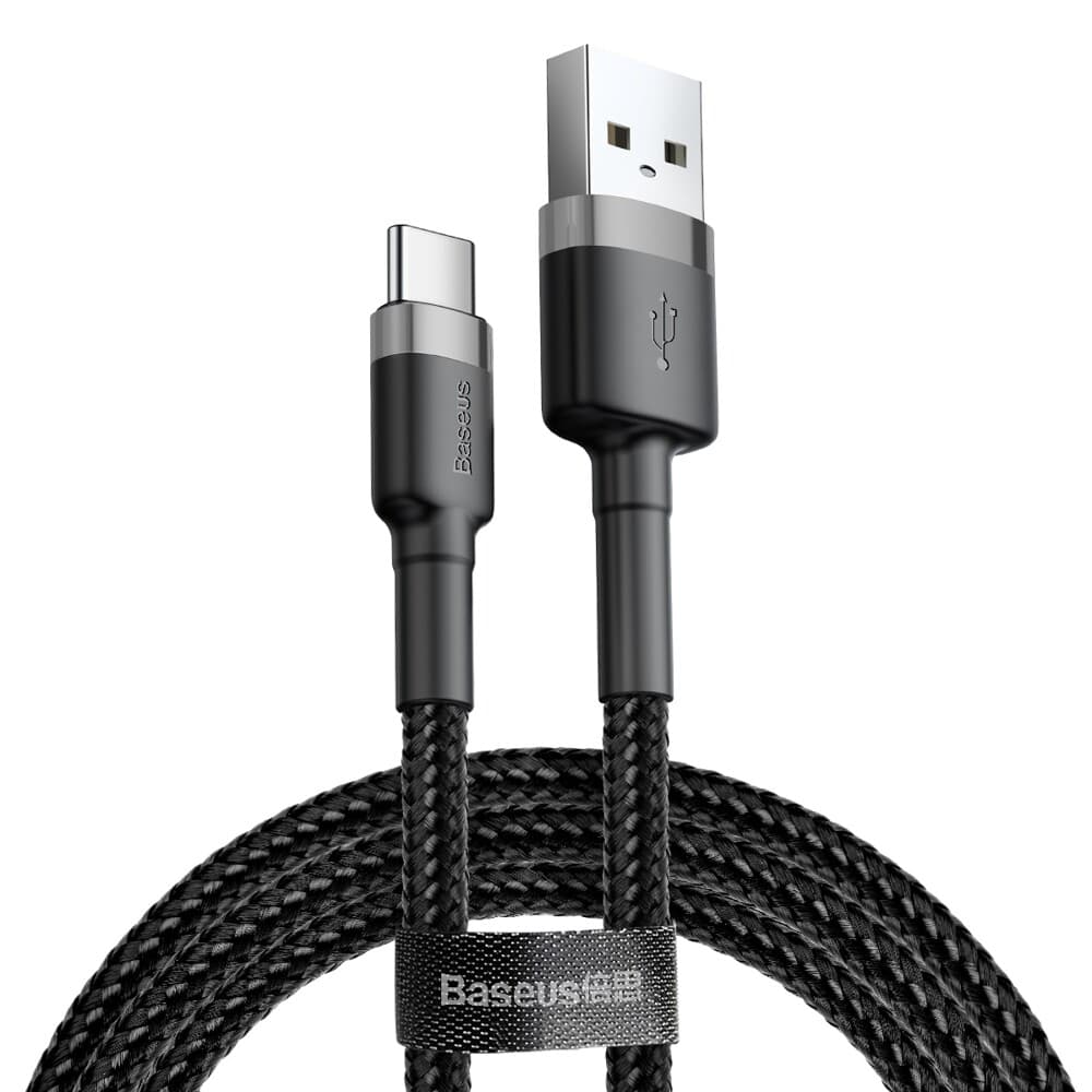 Baseus – datový kabel Cafule (CATKLF-BG1) – USB na typ C, 3A, 480Mbps, 1m – šedá / černá - náhled 1
