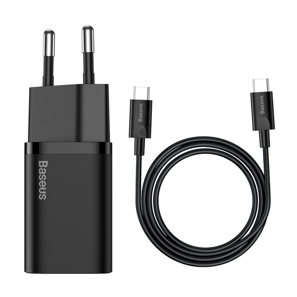 Baseus - nástěnná nabíječka Super Si (TZCCSUP-L01) - včetně kabelu typu C, USB-C, PD25W, 3A, 1m - černá - náhled 1