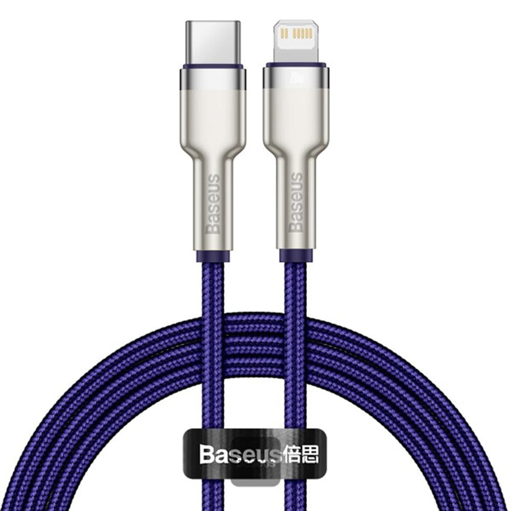 Datový kabel Baseus Cafule Series Metal (CATLJK-A05) – Type-C na Lightning, rychlé nabíjení PD20W, 480Mbps, 2.4A, 1m – fialový - náhled 1