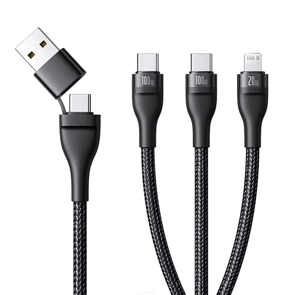 Baseus – datový kabel Flash Series 3 (P10377501111-00) – rychlonabíjení, USB, USB-C na Lightning, 2x USB-C, 100W, 1,5m – černý - náhled 1