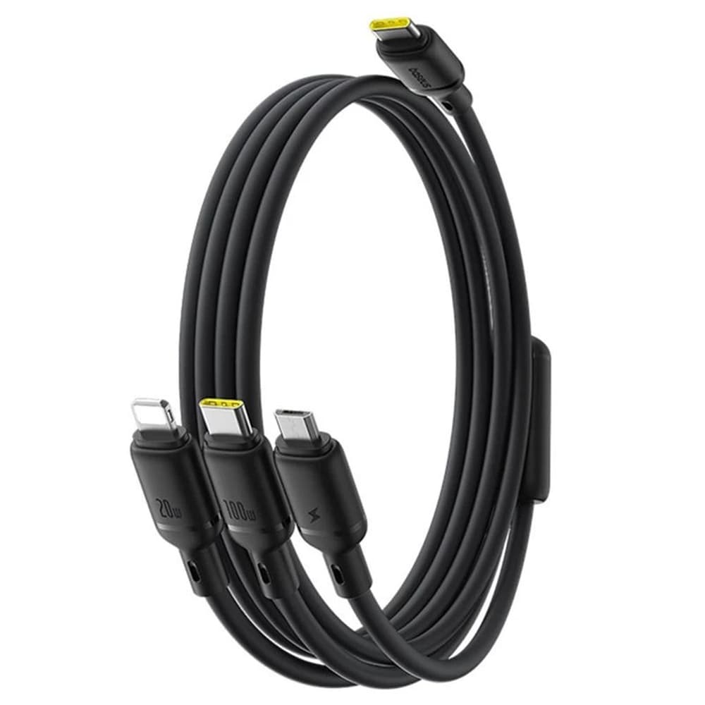 Datový kabel Baseus Silky (P10377706123-00) – rychlonabíjení, Type-C na Micro-USB, Lightning, USB-C, 100W, 1.5m – Cosmic Black - náhled 1