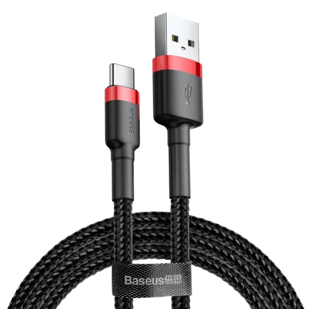 Baseus – datový kabel Cafule (CATKLF-A91) – USB na Type-C, 3A, 0.5m – černá / červená - náhled 1