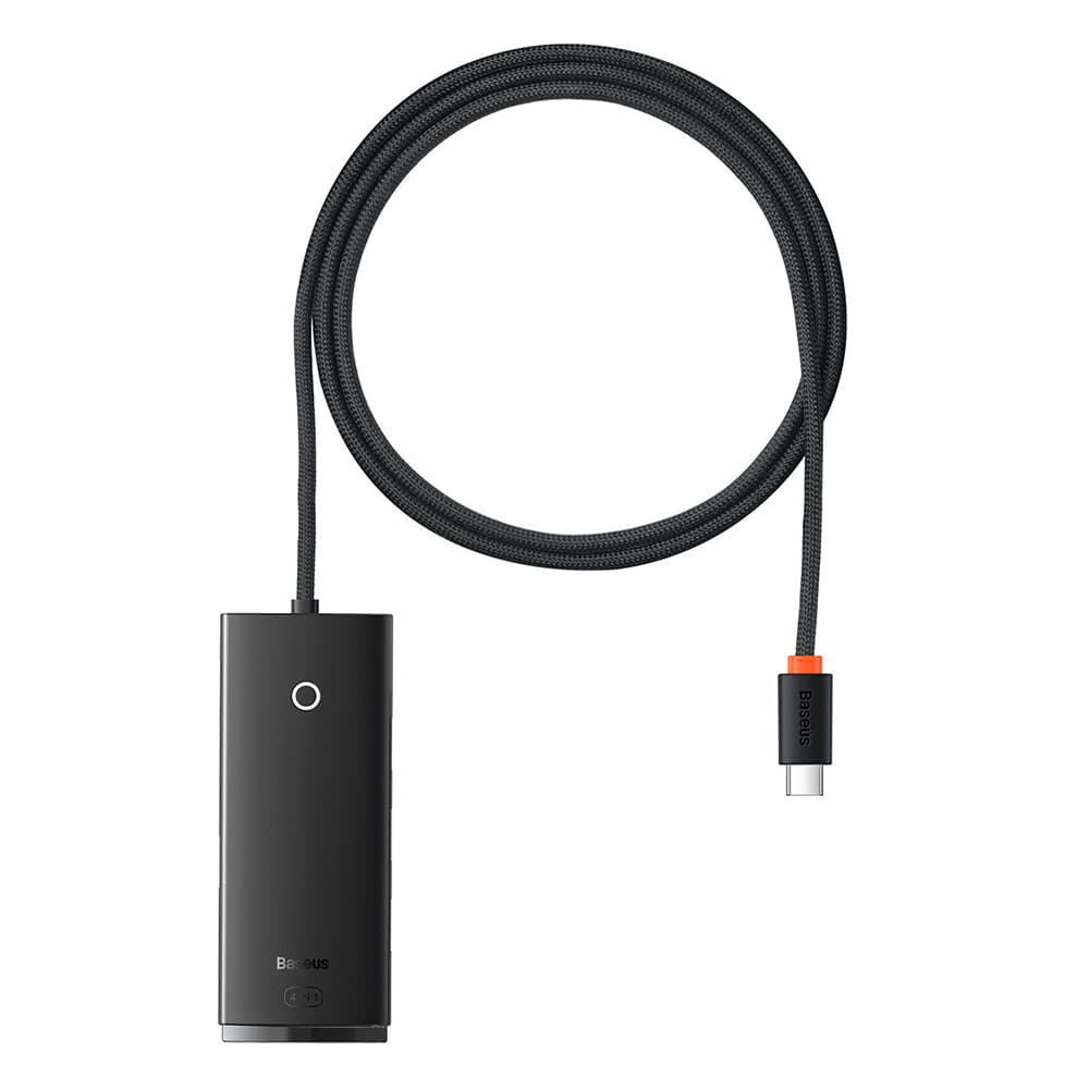 Baseus – adaptér rozbočovač řady Lite (WKQX030401) – USB-C na 4x USB 3.0, Type-C, 1m – černý - náhled 1