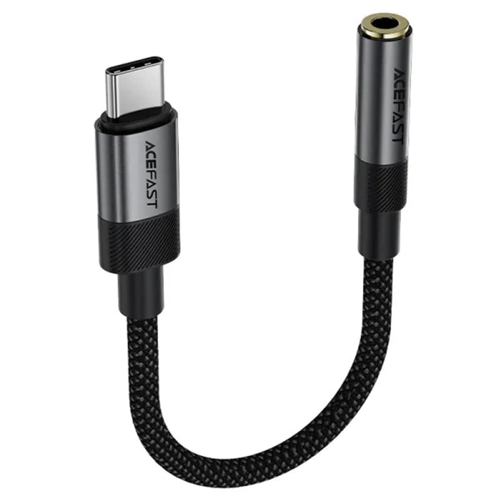 Acefast – audio adaptér (J12) – USB-C (samec) na 3,5mm jack (samice), plug &amp; play, věrný zvuk, bez zpoždění, 15 cm – černý - náhled 1