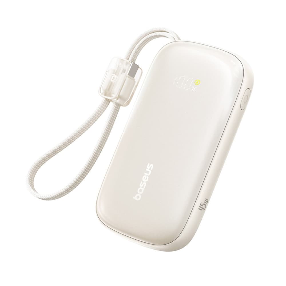 Baseus – powerbanka EnerFill FC21 Qpow 3 Ultra (E0027Q01) – odpojitelný kabel, 10000mAh, 45W, USB, USB-C – Natural Titanium - náhled 1