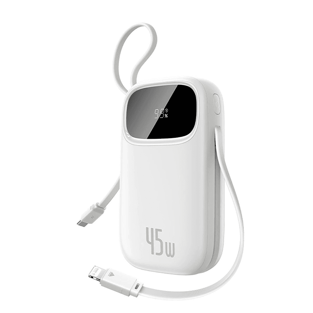 Baseus - powerbanka EnerFill FC31 Qpow 3 (E0028C01) - USB-C/Lightning kabely, 10000mAh, 45W, digitální displej - Moon White - náhled 1