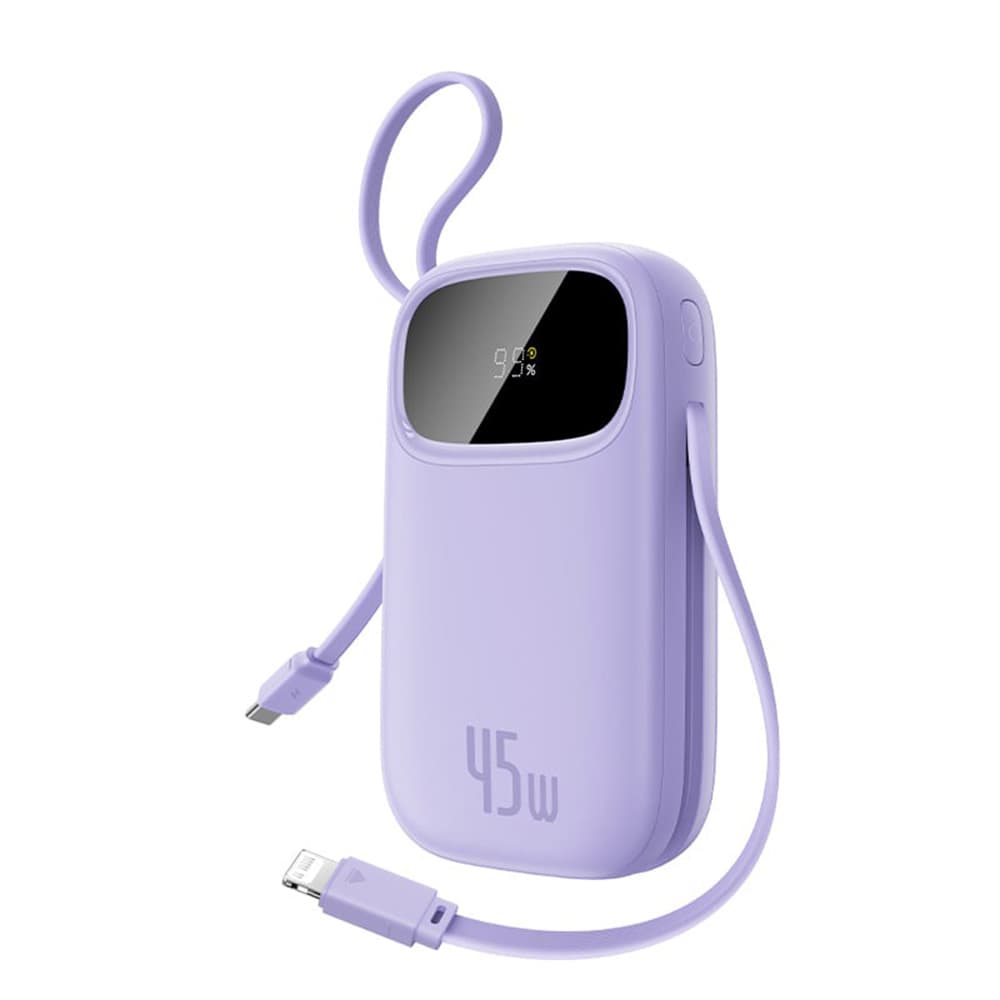 Baseus – powerbanka EnerFill FC31 Qpow 3 (E0028C02) – USB-C/Lightning kabely, 10000mAh, 45W, digitální displej – Nebula Purple - náhled 1