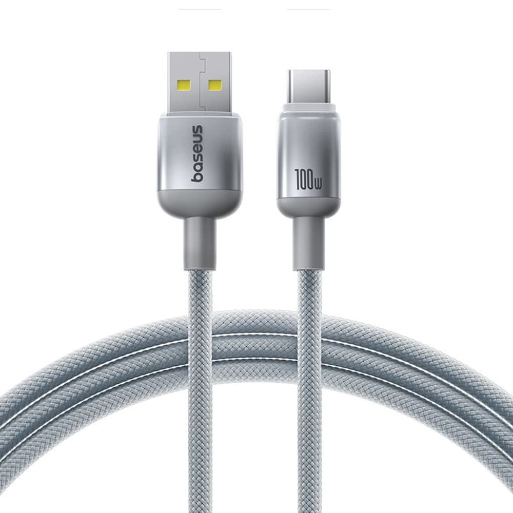 Baseus - datový kabel Discolor (E0420802) - USB-A na USB-C, 100W, 480Mbps, 1m - stříbrný - náhled 1