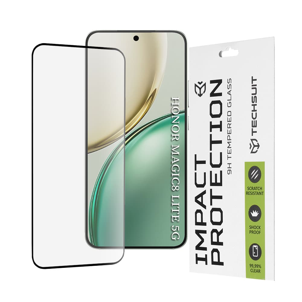 Techsuit - 111D celoplošné / celolepicí sklo - Honor Magic8 Lite - černé - náhled 1