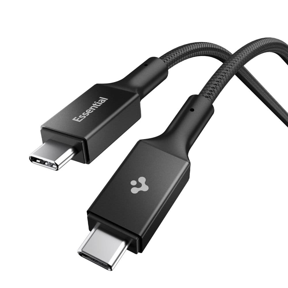 Spigen - datový kabel Essential (EB10010CC) - rychlonabíjení, Type-C na Type-C, 100W, 5Gbps, čip E-Marker, 1m - černý - náhled 1