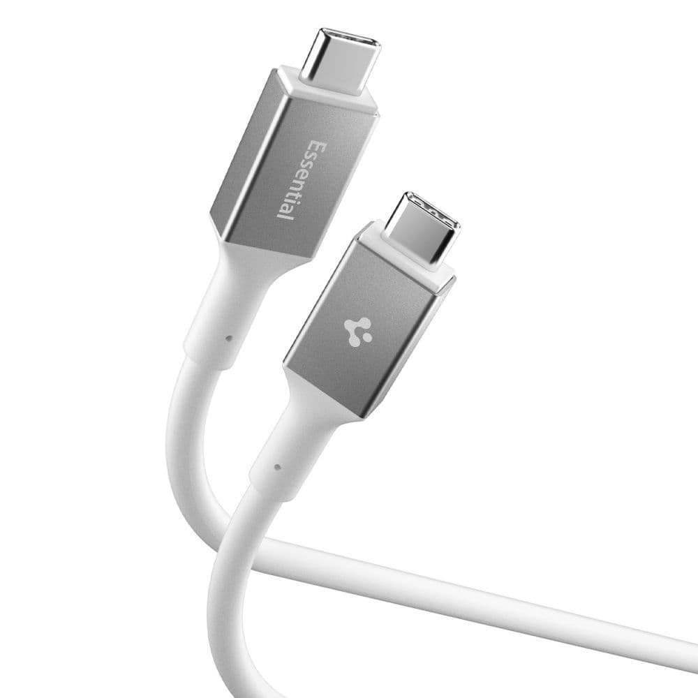 Spigen – datový kabel Essential (EB10020CC) – rychlonabíjení, Type-C na Type-C, 100W, 5Gbps, čip E-Marker, 2m – bílý - náhled 1