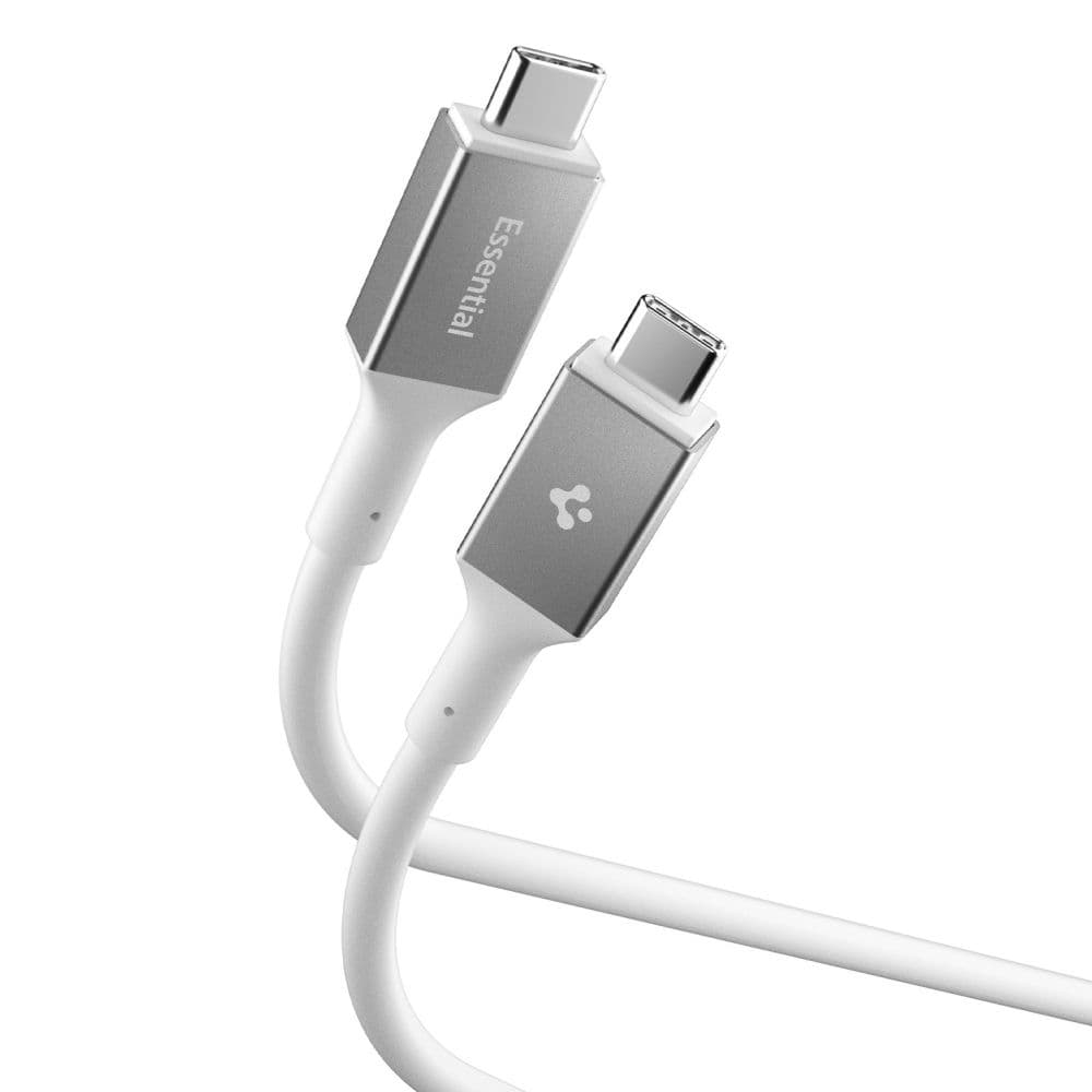 Spigen – datový kabel Essential (EB24012CC) – rychlé nabíjení, Type-C na Type-C, 240W, 40Gbps, čip E-Marker, 8K, 1,2m – bílý - náhled 1