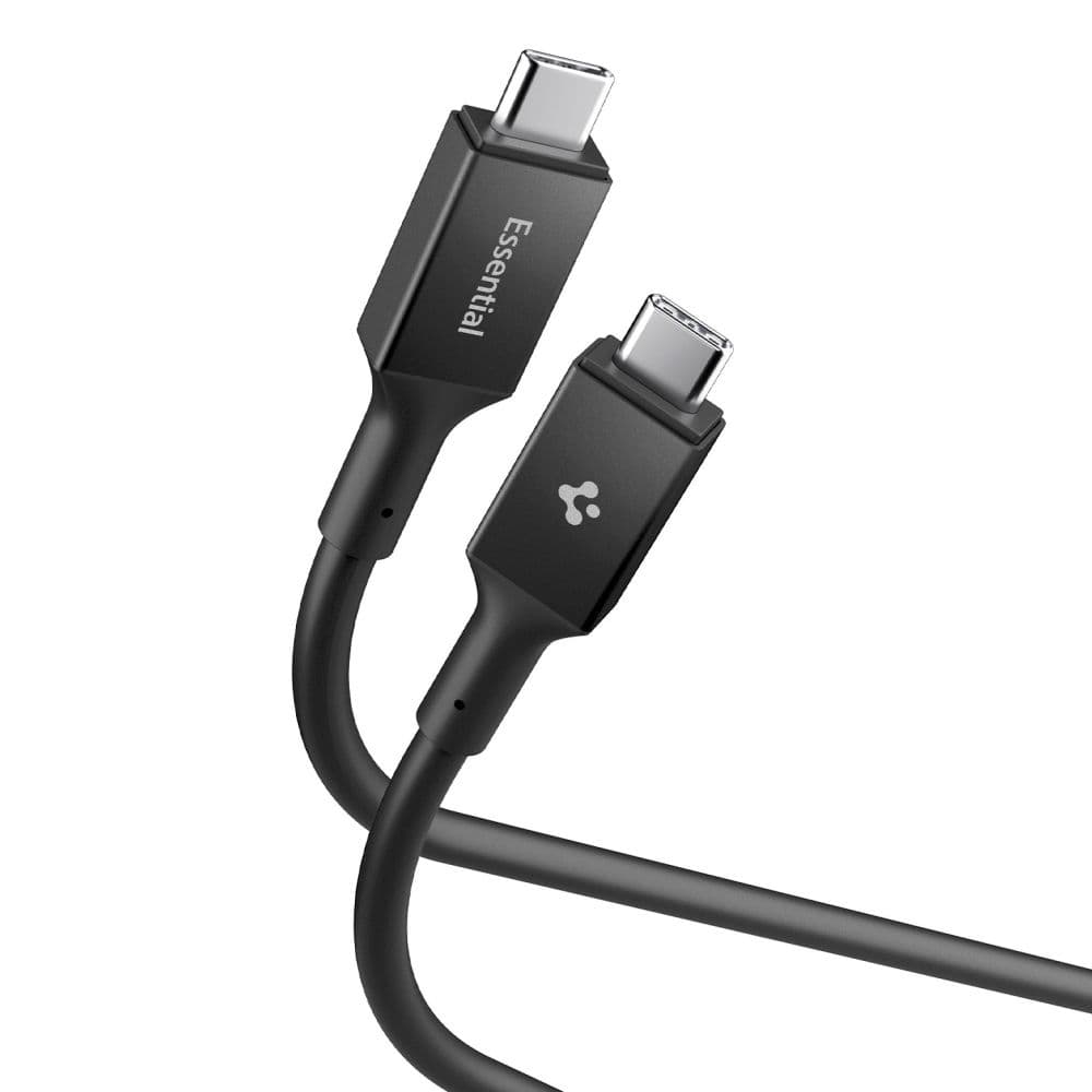 Spigen – datový kabel Essential (EB24012CC) – rychlé nabíjení, Type-C na Type-C, 240W, 40Gbps, čip E-Marker, 8K, 1,2m – černý - náhled 1