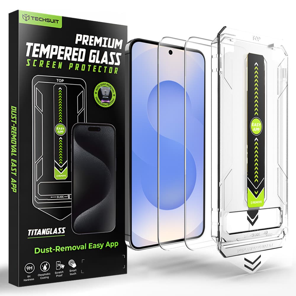 Techsuit - [kompatibilní s odemykáním otiskem prstu] TitanGlass CrystalHD (2 balení) - Samsung Galaxy S26 - čirý - náhled 1