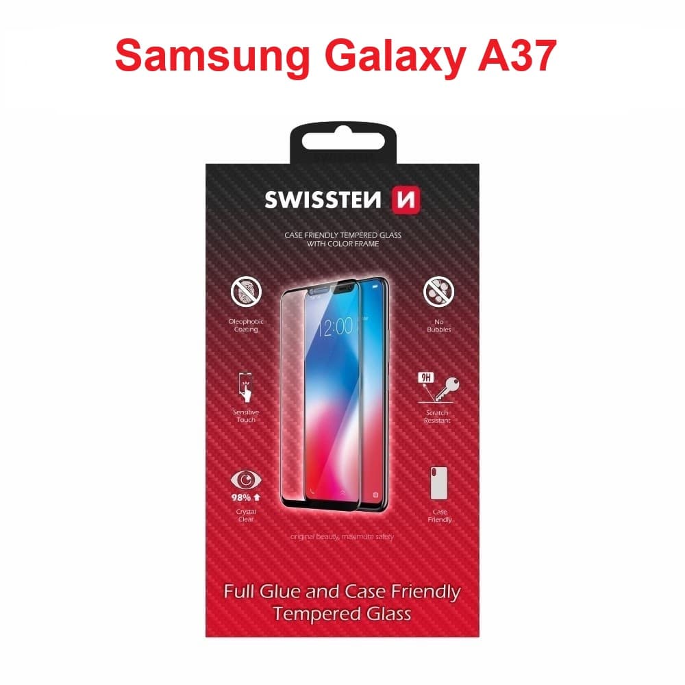 Tvrzené sklo Swissten full glue, color frame, case friendly pro Samsung Galaxy A37 5G černé - náhled 1