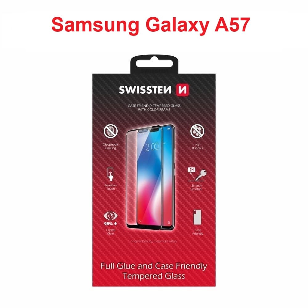 Tvrzené sklo Swissten full glue, color frame, case friendly pro Samsung Galaxy A57 5G černé - náhled 1