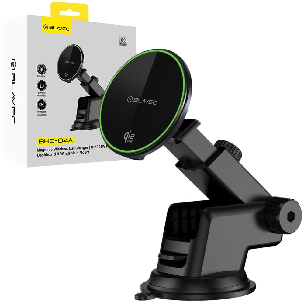 Držák do auta Blavec BHC-04A Qi2.2 25W Magnetic s bezdrátovým nabíjením (BHC04A-MWIB) černý - náhled 1