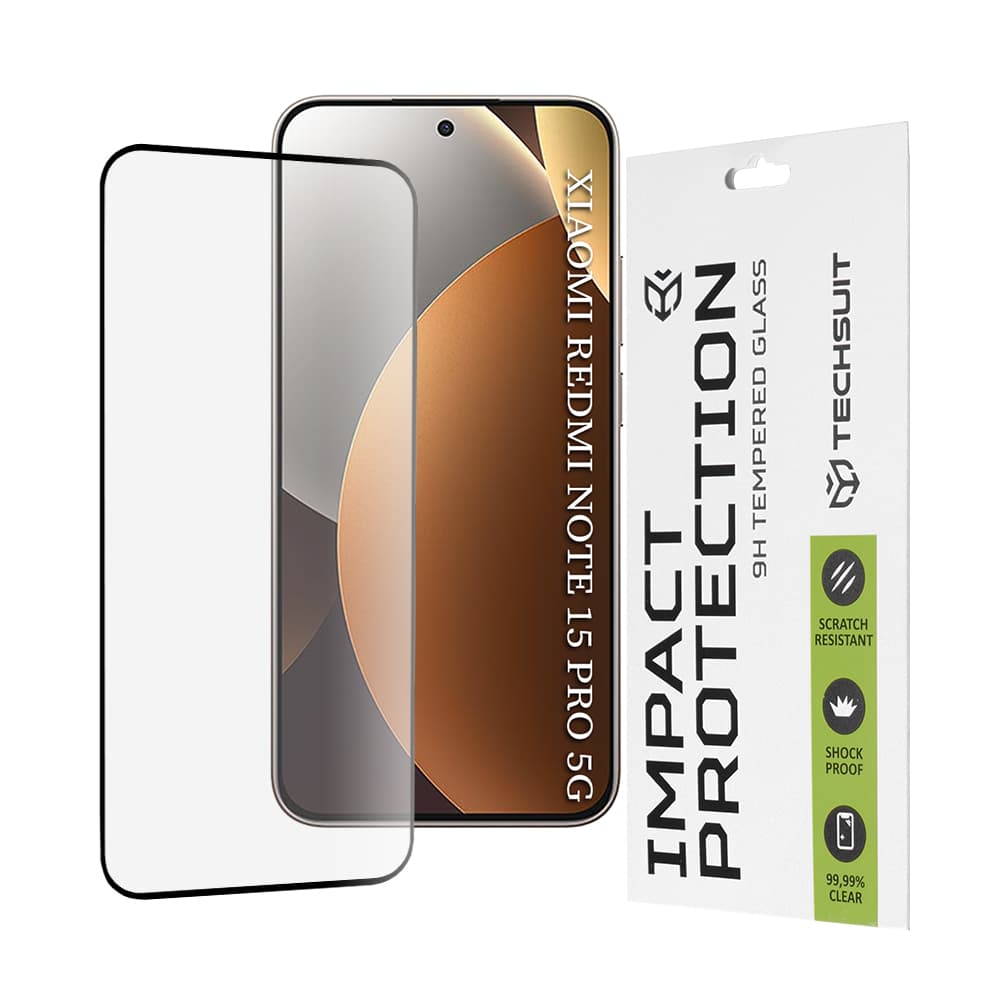 Techsuit - 111D celoplošné / celolepící ochranné sklo - Xiaomi Redmi Note 15 Pro 5G - černé - náhled 1