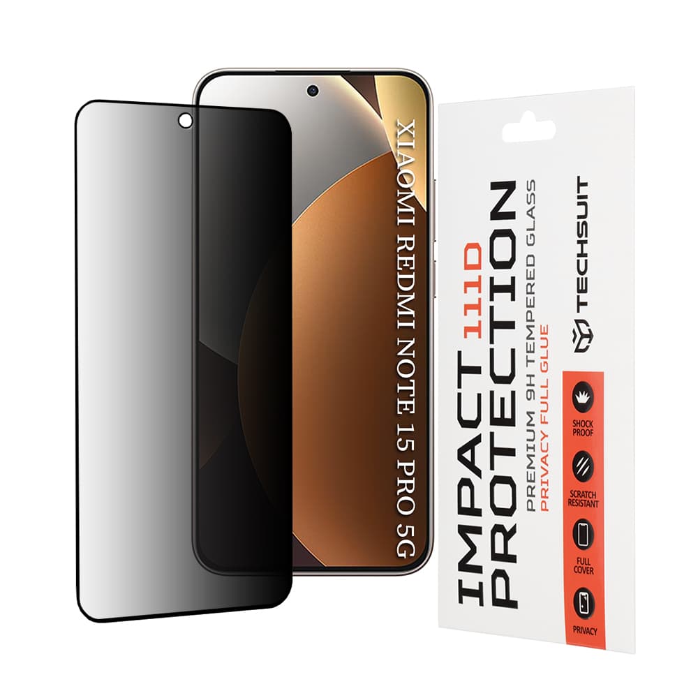 Techsuit - 111D Privacy Full Glue ochranné sklo - Xiaomi Redmi Note 15 Pro 5G - černé - náhled 1
