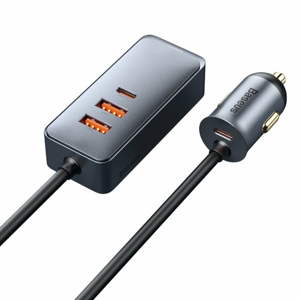 Baseus - nabíječka do auta Share Together (CCBT-A0G) - rozbočovač, 2x USB, 2x Type-C, rychlé nabíjení, 120 W - šedá - náhled 1