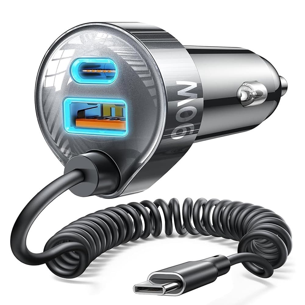 Lisen - nabíječka do auta (YL0223120020) - s kabelem Type-C, USB, Type-C, rychlé nabíjení, 90 W, 12 V/24 V - černá - náhled 1