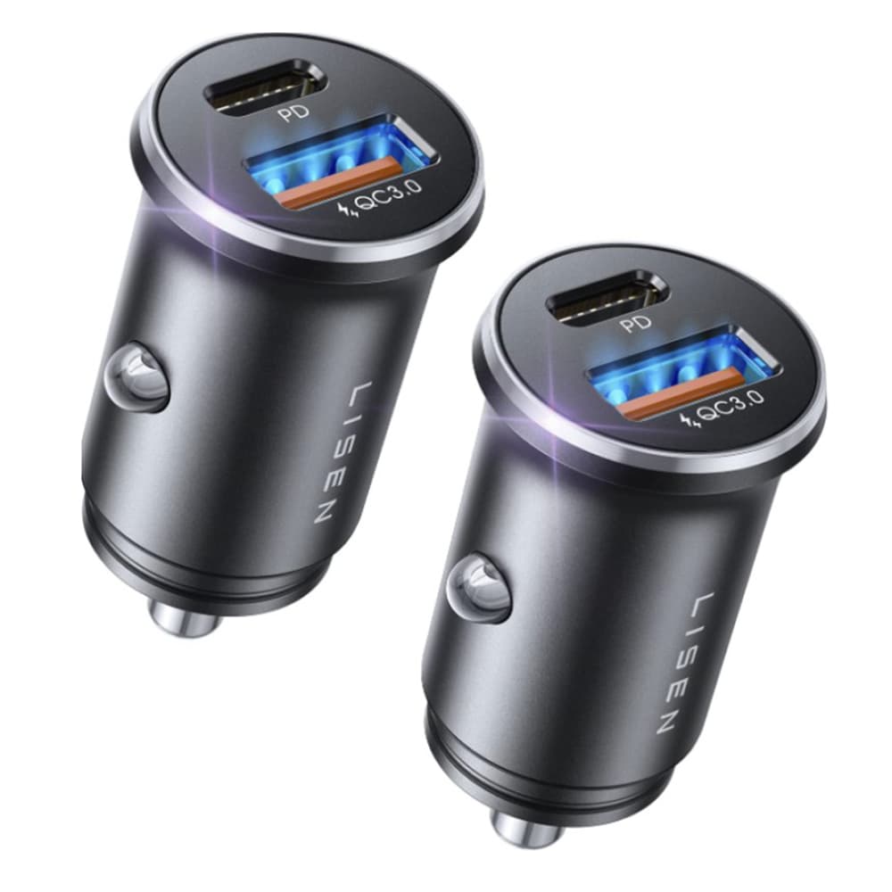 Lisen - nabíječka do auta (YL0223080037) (2 ks) - USB, Type-C, PD36W, Q3.0, 12V/24V - černá - náhled 1