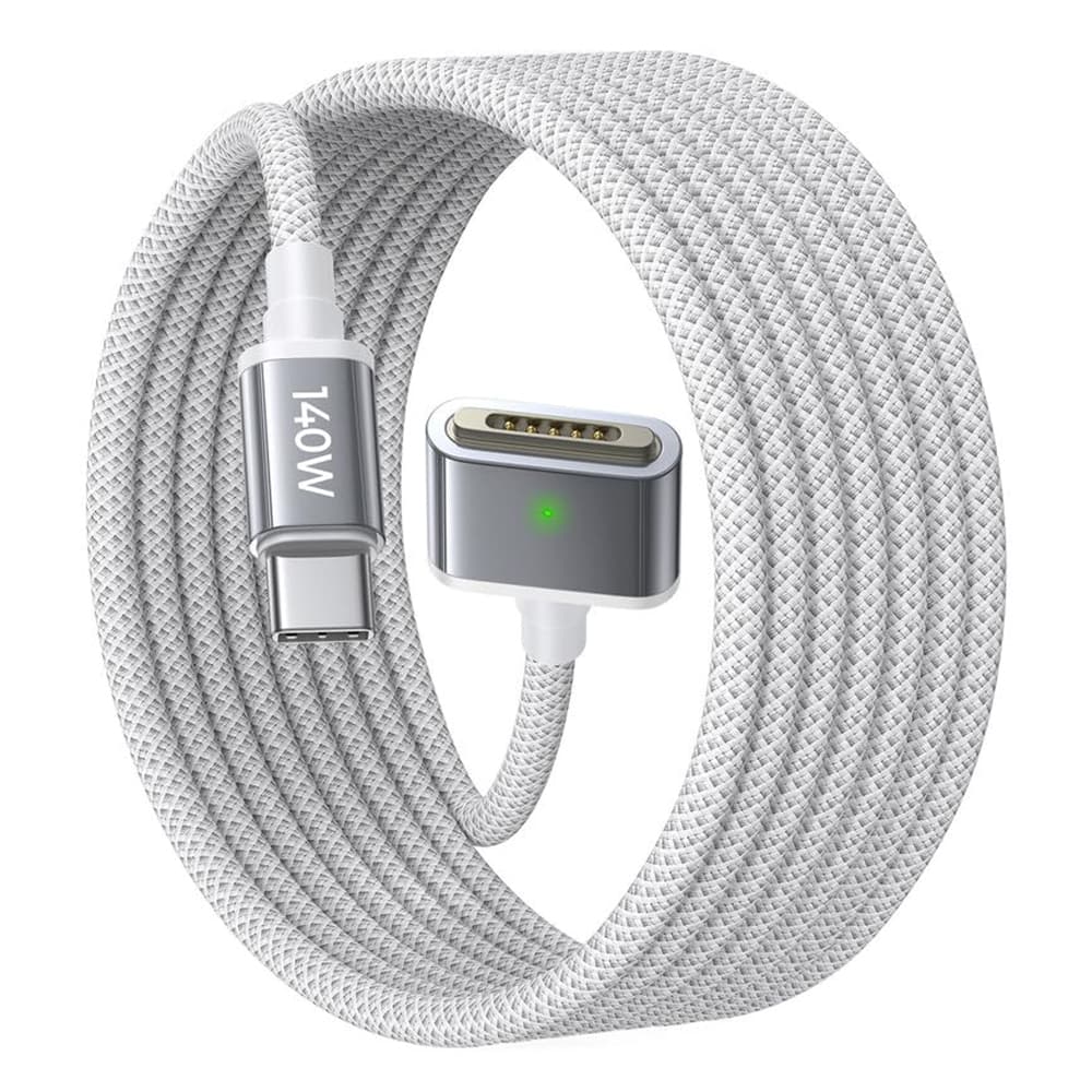 Lisen - datový kabel (YL0123070001) - Type-C na MagSafe 3, pro MacBook, 140 W, superrychlé nabíjení, opletený, 2 m - stříbrná - náhled 1