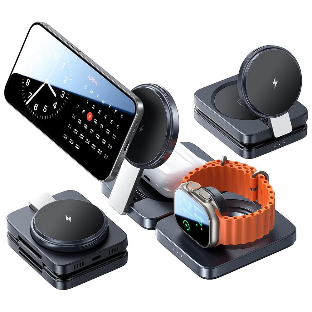 Lisen - bezdrátová nabíječka W103 (YL0324090008) - MagSafe, rychlé nabíjení, 3v1, Qi2, s kabelem Type-C, síťová nabíječka - černá - náhled 1