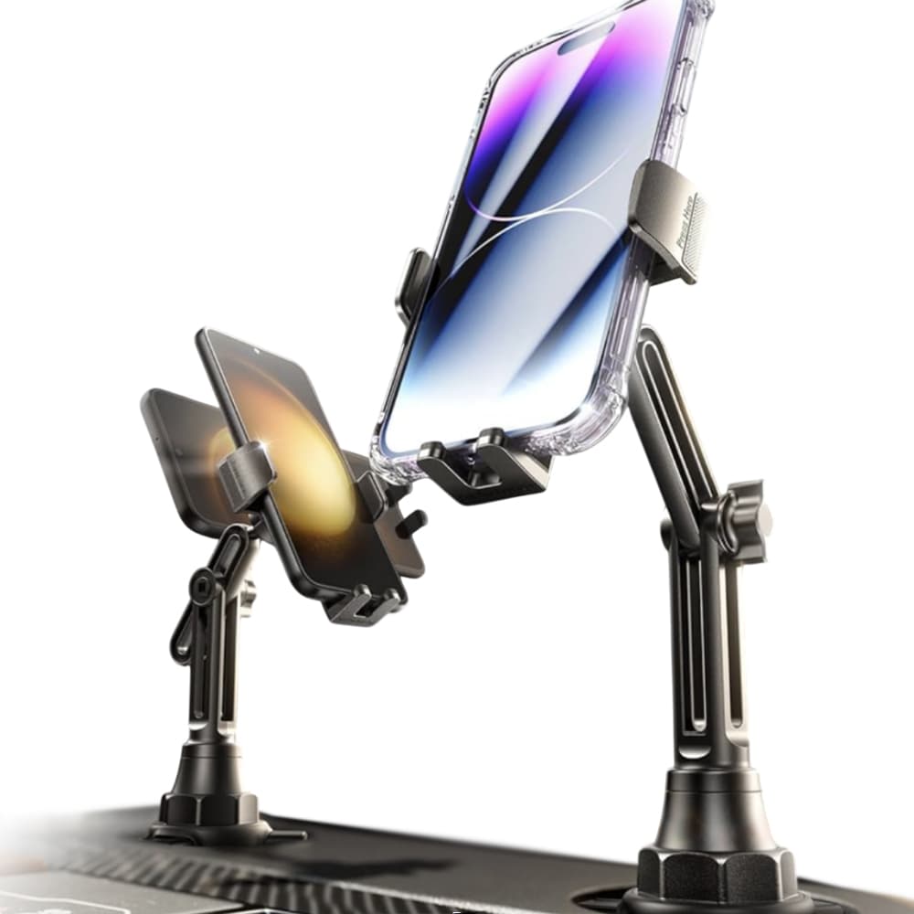 Lisen držák do auta (YL0223070048) do držáku na pití, univerzální, nastavitelný, proti otřesům, pro telefon, tablet do 12,9", černý - náhled 1