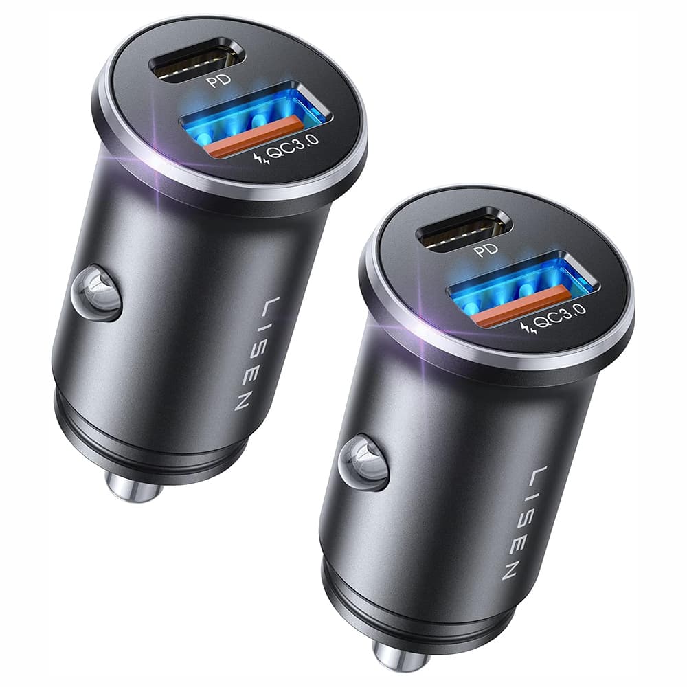 Lisen - (2 kusy) nabíječka do auta (YL0223080038) - rychlé nabíjení, USB, Type-C, adaptér do zapalovače, PD36W, QC18W - černá - náhled 1