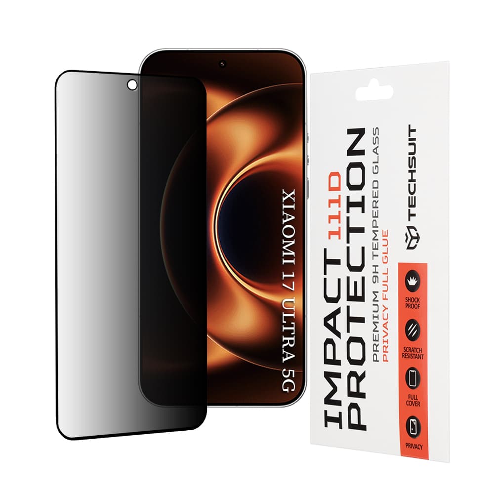 Techsuit - privátní ochranné sklo 111D s lepením po celé ploše pro Xiaomi 17 Ultra - černé - náhled 1