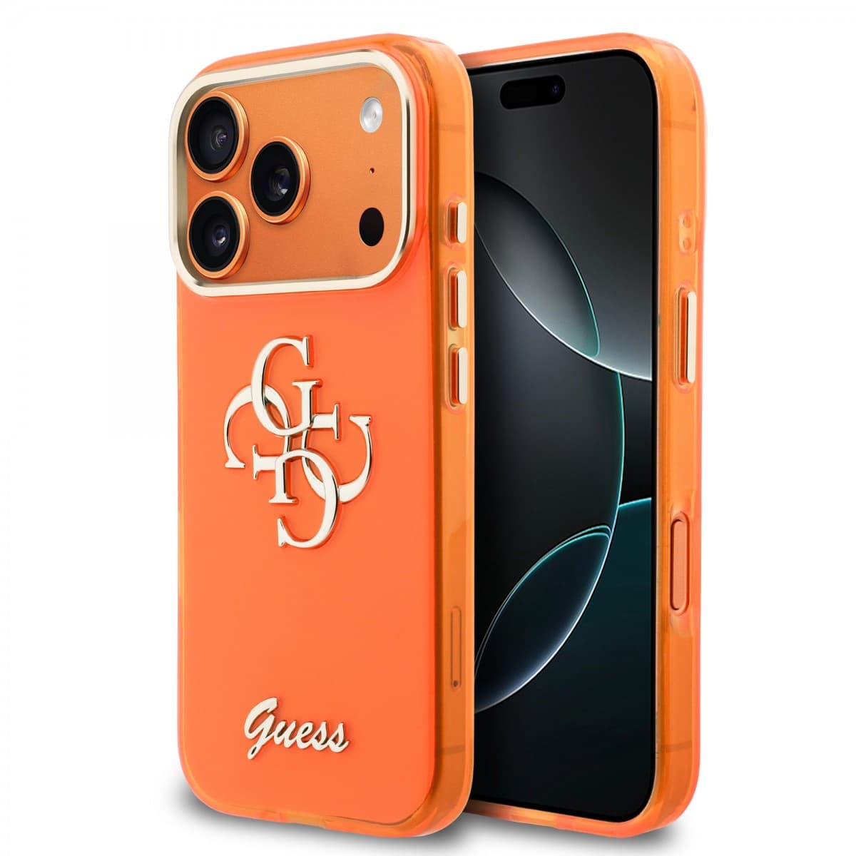 Zadní kryt Guess IML 4G Script Metal Logo pro iPhone 17 Pro Orange - náhled 1