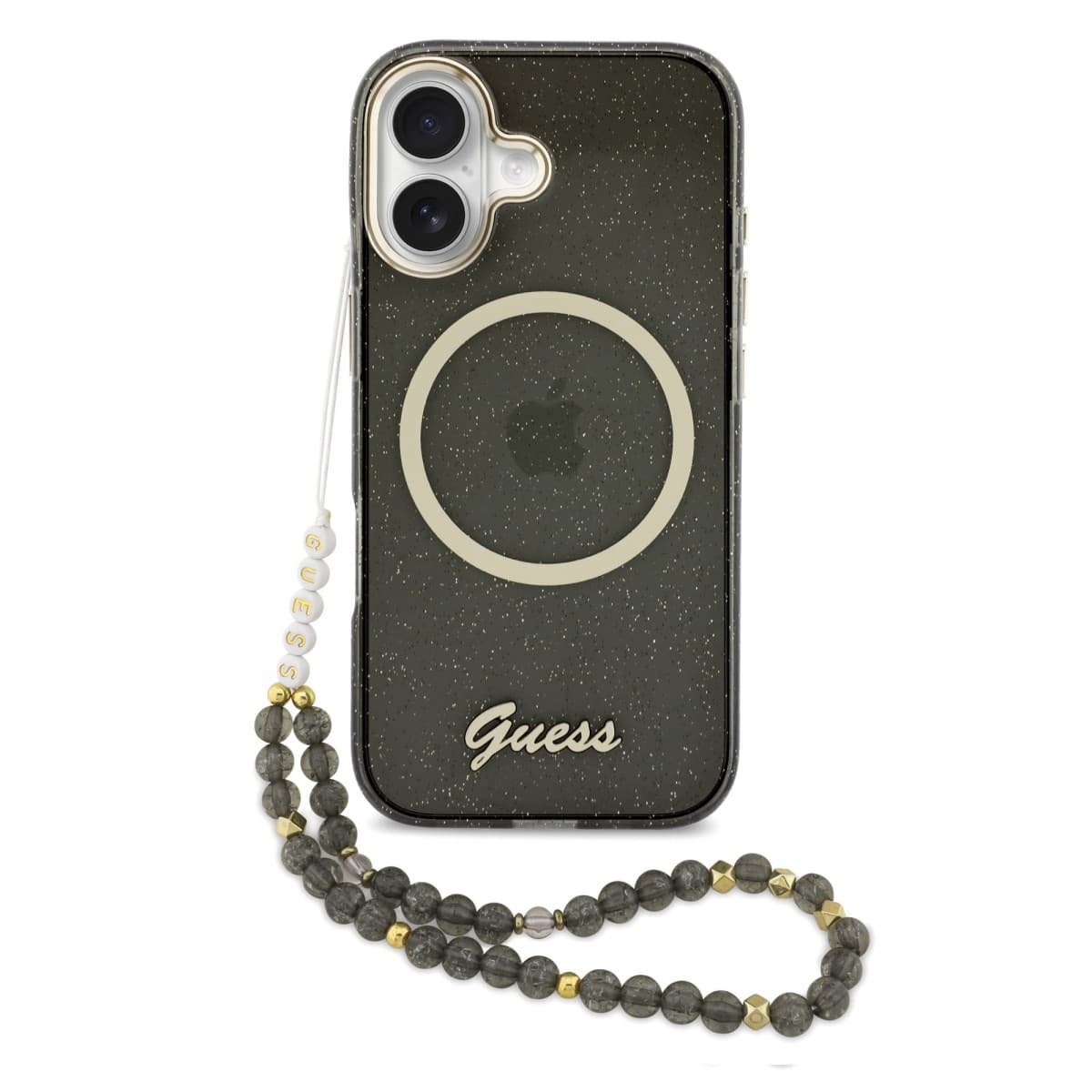 Zadní kryt Guess IML Glitter Script Strap MagSafe pro iPhone 17 Black - náhled 1