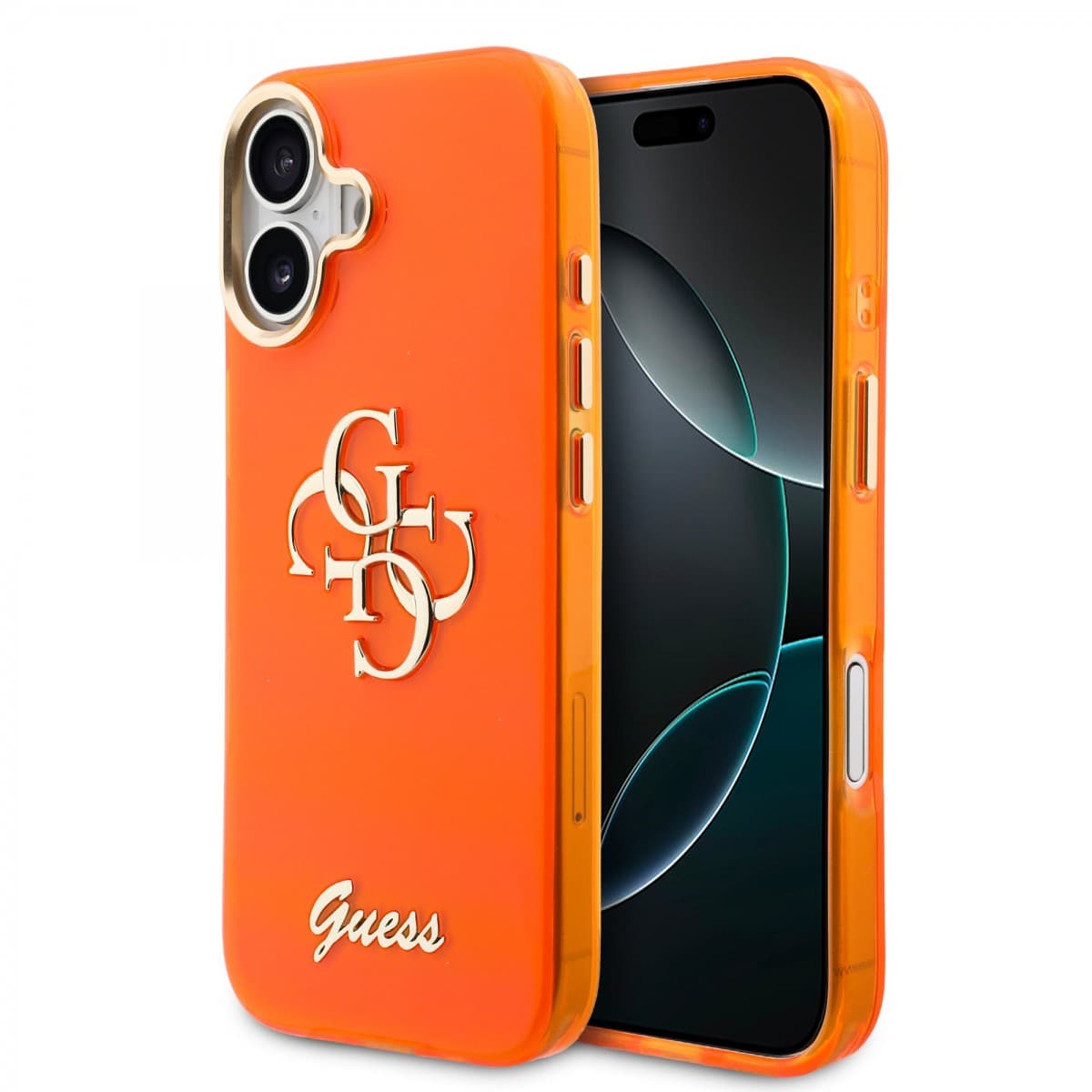Zadní kryt Guess IML 4G Script Metal Logo pro iPhone 17 Orange - náhled 1