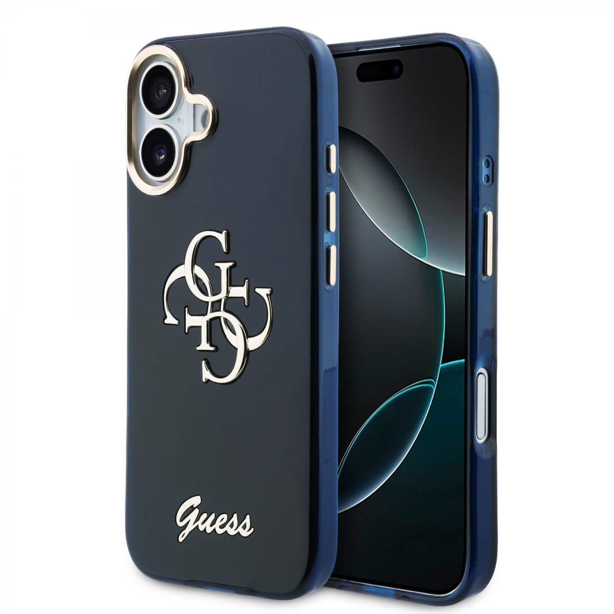 Zadní kryt Guess IML 4G Script Metal Logo pro iPhone 17 Blue - náhled 1