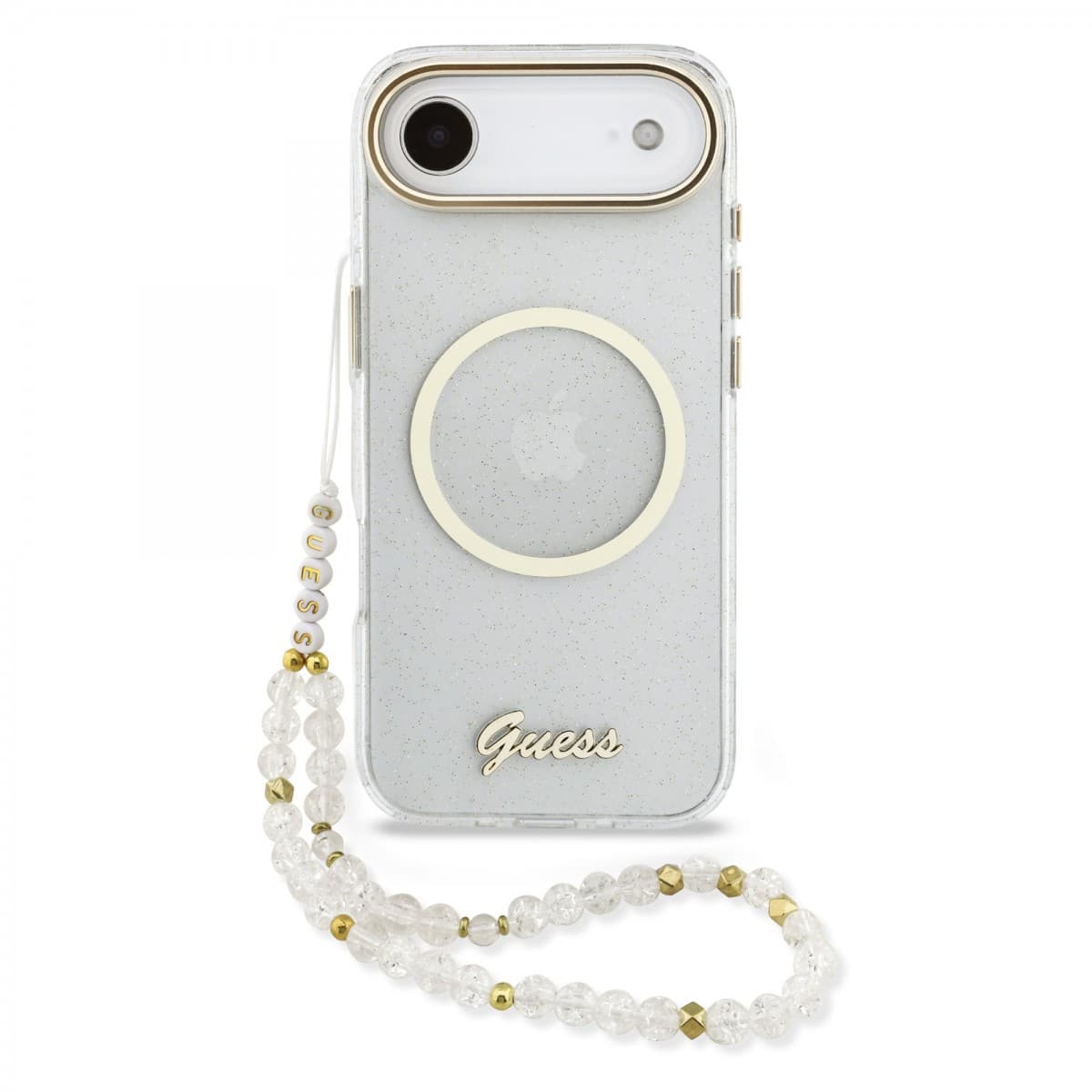 Zadní kryt Guess IML Glitter Script Strap MagSafe pro iPhone Air Transparent - náhled 1
