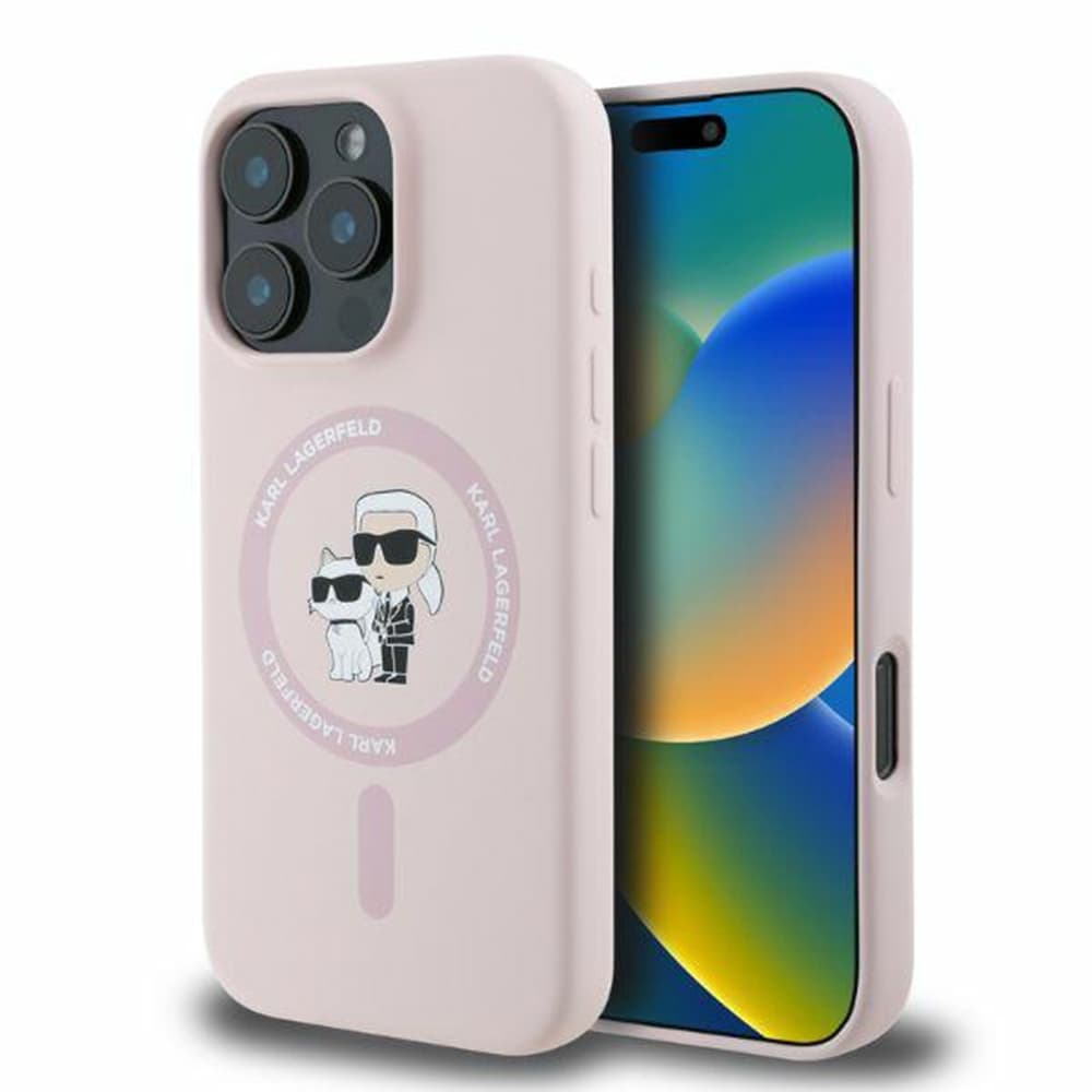 Karl Lagerfeld - silikonový kryt KC s prstenem a MagSafe (KLHMP16XSCMKCRHP) - iPhone 16 Pro Max - růžový - náhled 1