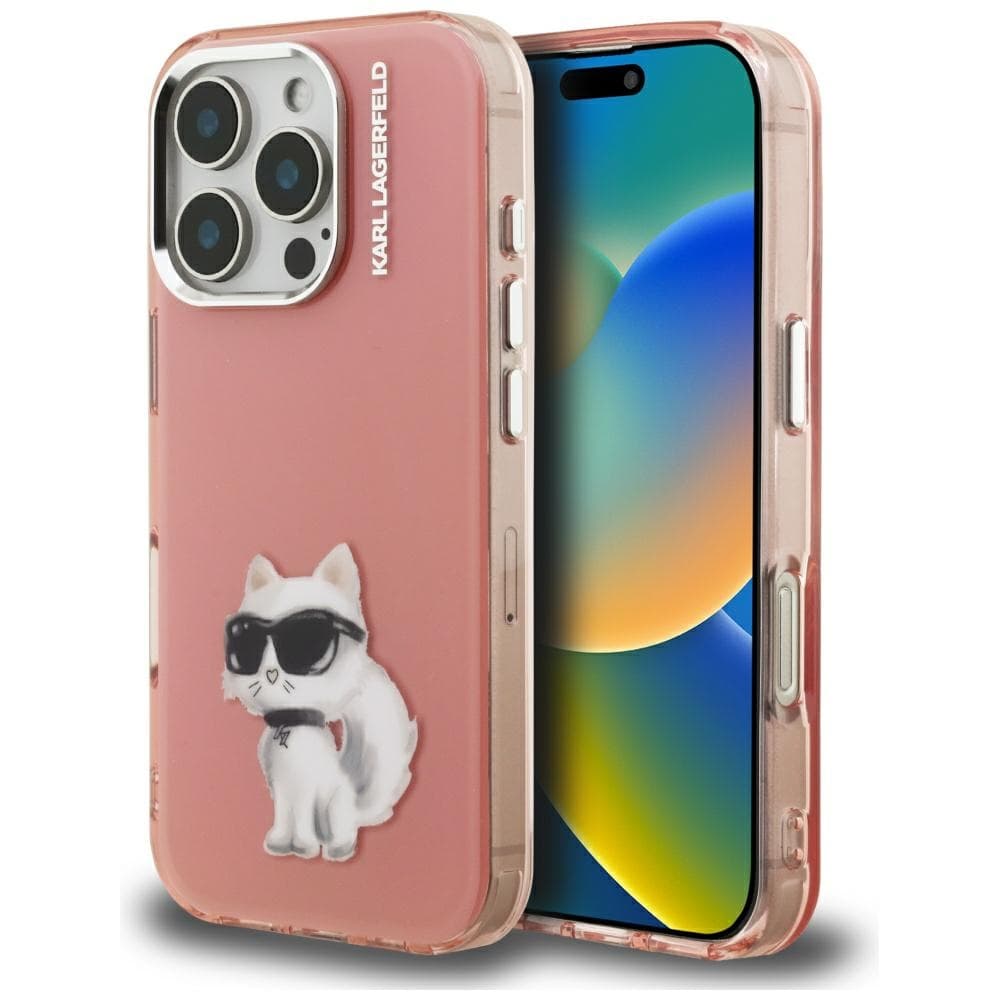 Karl Lagerfeld - IML Aquarelle Choupette Logo (KLHCP16LHMCHAQP) pro iPhone 16 Pro - růžový - náhled 1