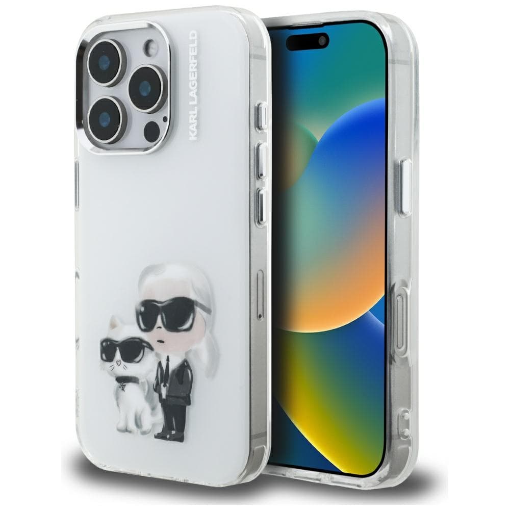 Karl Lagerfeld - IML Aquarelle Karl &amp; Choupette (KLHCP16LHMKCAQH) - iPhone 16 Pro - bílá - náhled 1