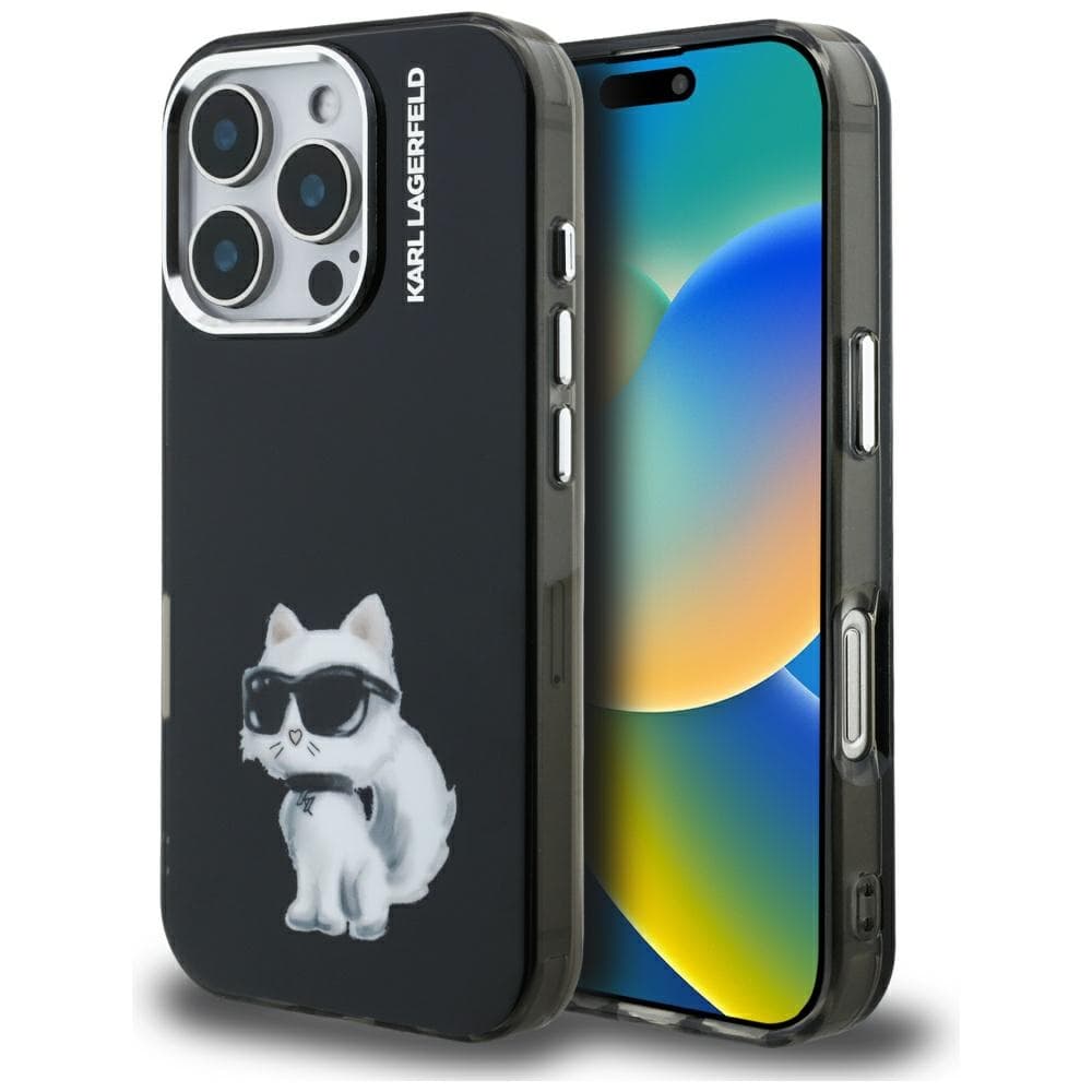 Karl Lagerfeld - kryt IML Aquarelle Choupette Logo (KLHCP16LHMCHAQK) pro iPhone 16 Pro - černý - náhled 1