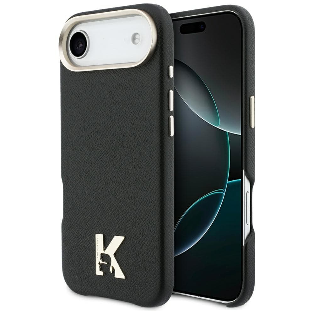Karl Lagerfeld - pevné kožené pouzdro Khead Logo MgSafe (KLHMP17M5PGFKHGK) pro iPhone 17 Air - černé