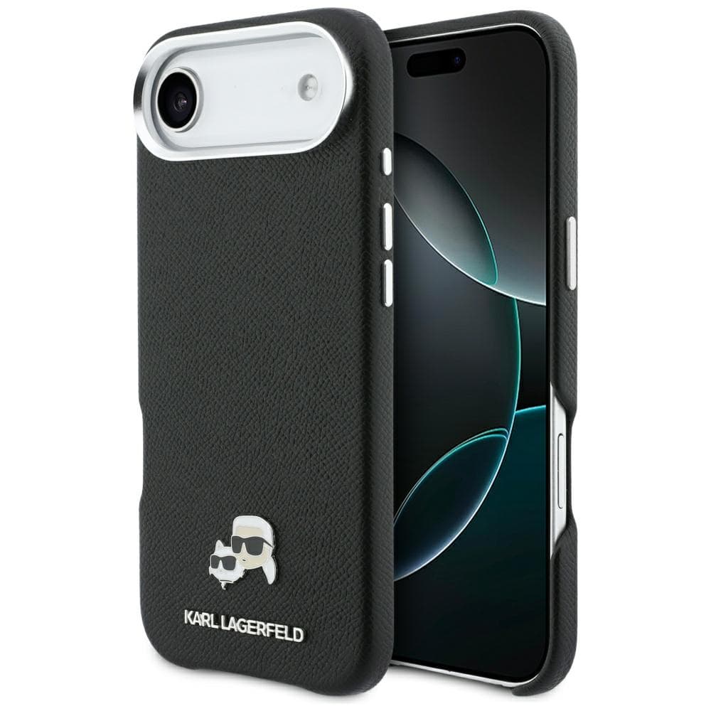 Karl Lagerfeld - pevné kožené pouzdro K&amp;C Head Pin MagSafe (KLHMP17M6PFKCLK) - iPhone 17 Air - perforované logočerná - náhled 1