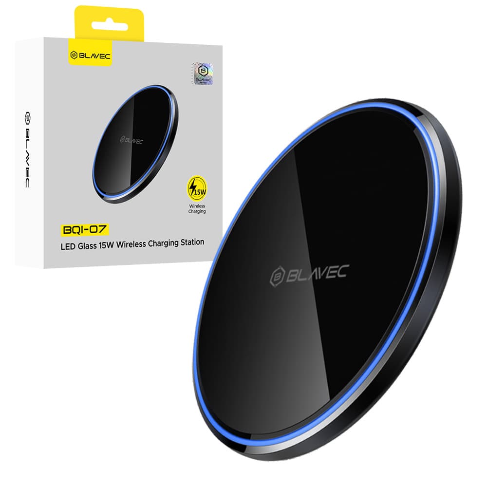 Bezdrátová nabíječka Blavec BQI-07 Qi 15W UniCharge (BQI07-QIB) black glass - náhled 1